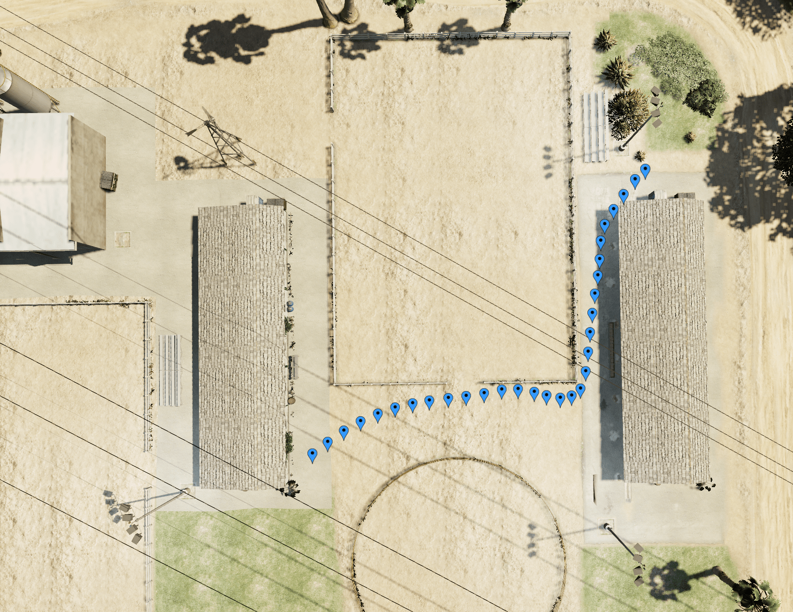 The positions rendered in-game. (Each blue marker is a position.) The positions rendered in-game. (Each blue marker is a position.)