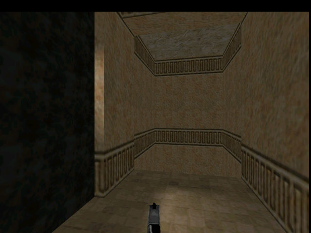 The dead end past the door.