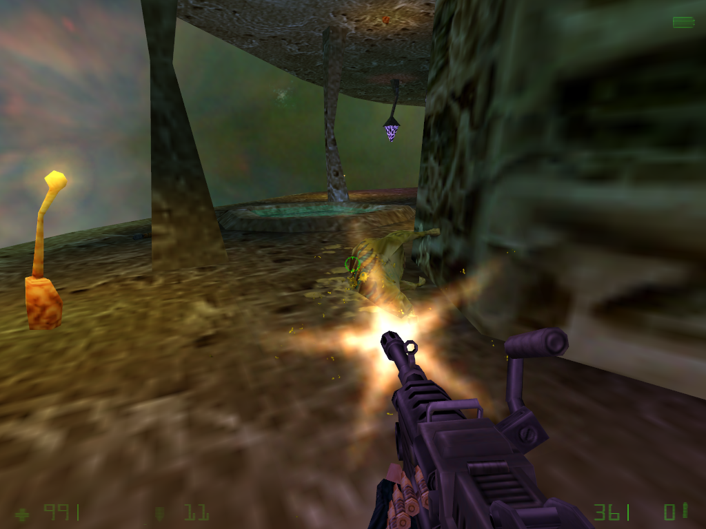 Blasting a Houndeye in Xen with the M249 SAW.