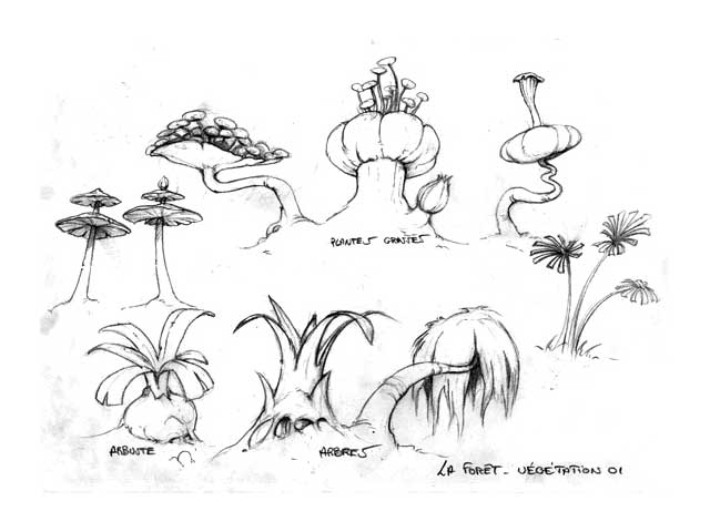 Concept art of the forest's vegetation. Concept art of the forest's vegetation.