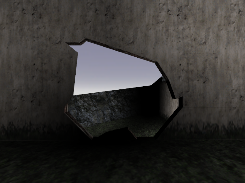 Entrance blown up. Entrance blown up.