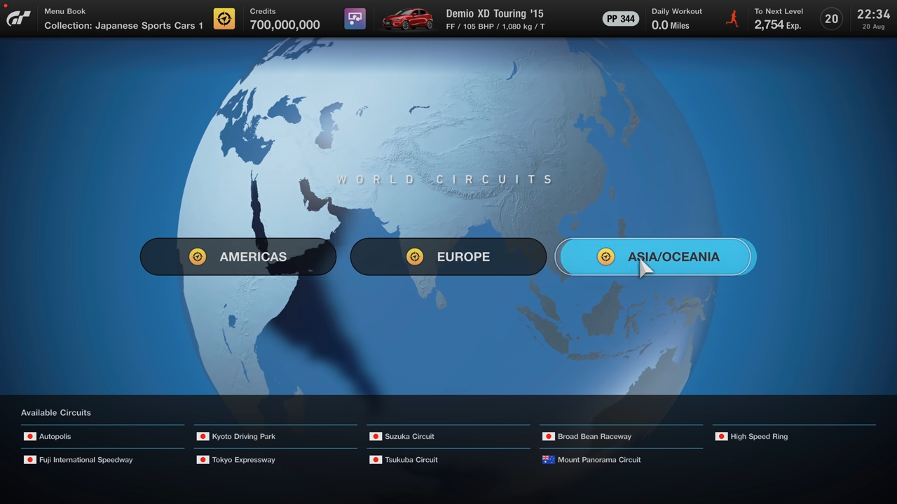 World Circuits; note the different design for list of available tracks, possibly to make room for championships. Captured on August 20, 2021. World Circuits; note the different design for list of available tracks, possibly to make room for championships. Captured on August 20, 2021.