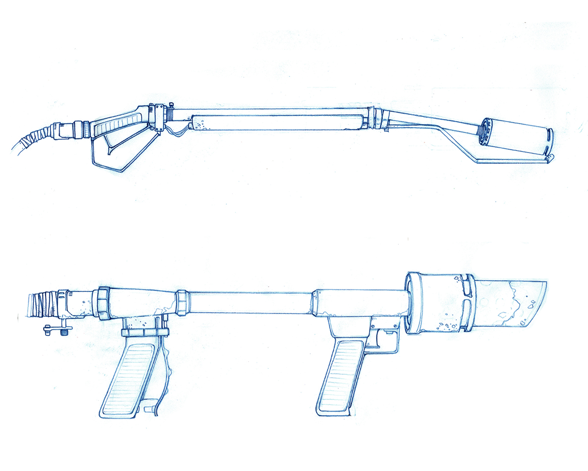 Flamethrower concept art. Flamethrower concept art.