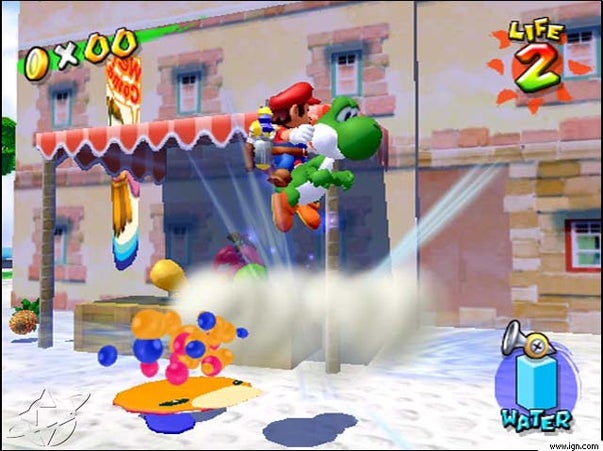 Strollin' Stus are in the Market. This image is used as a preview image in many demos of Super Mario Sunshine.