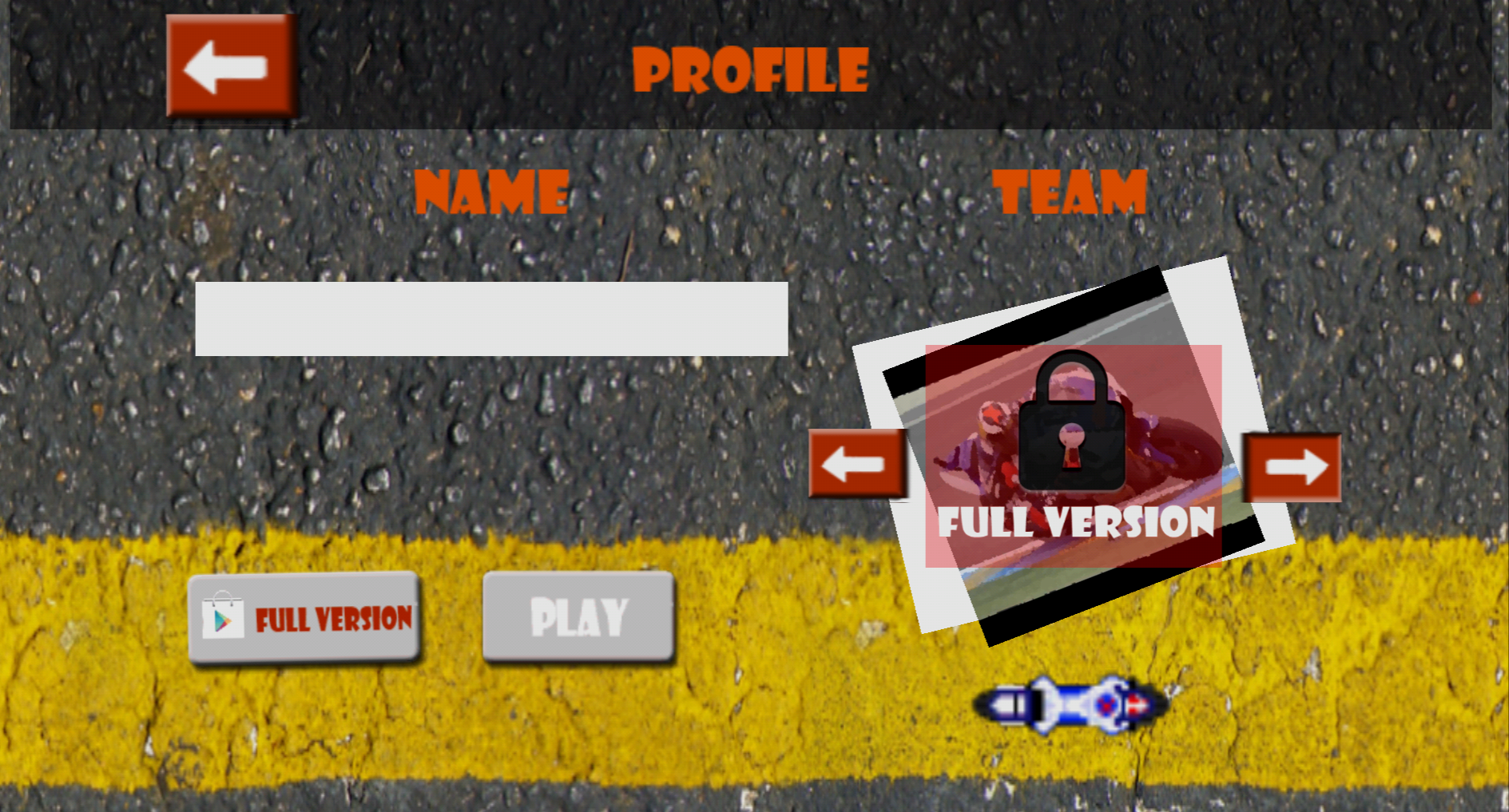 Vehicle select screen
