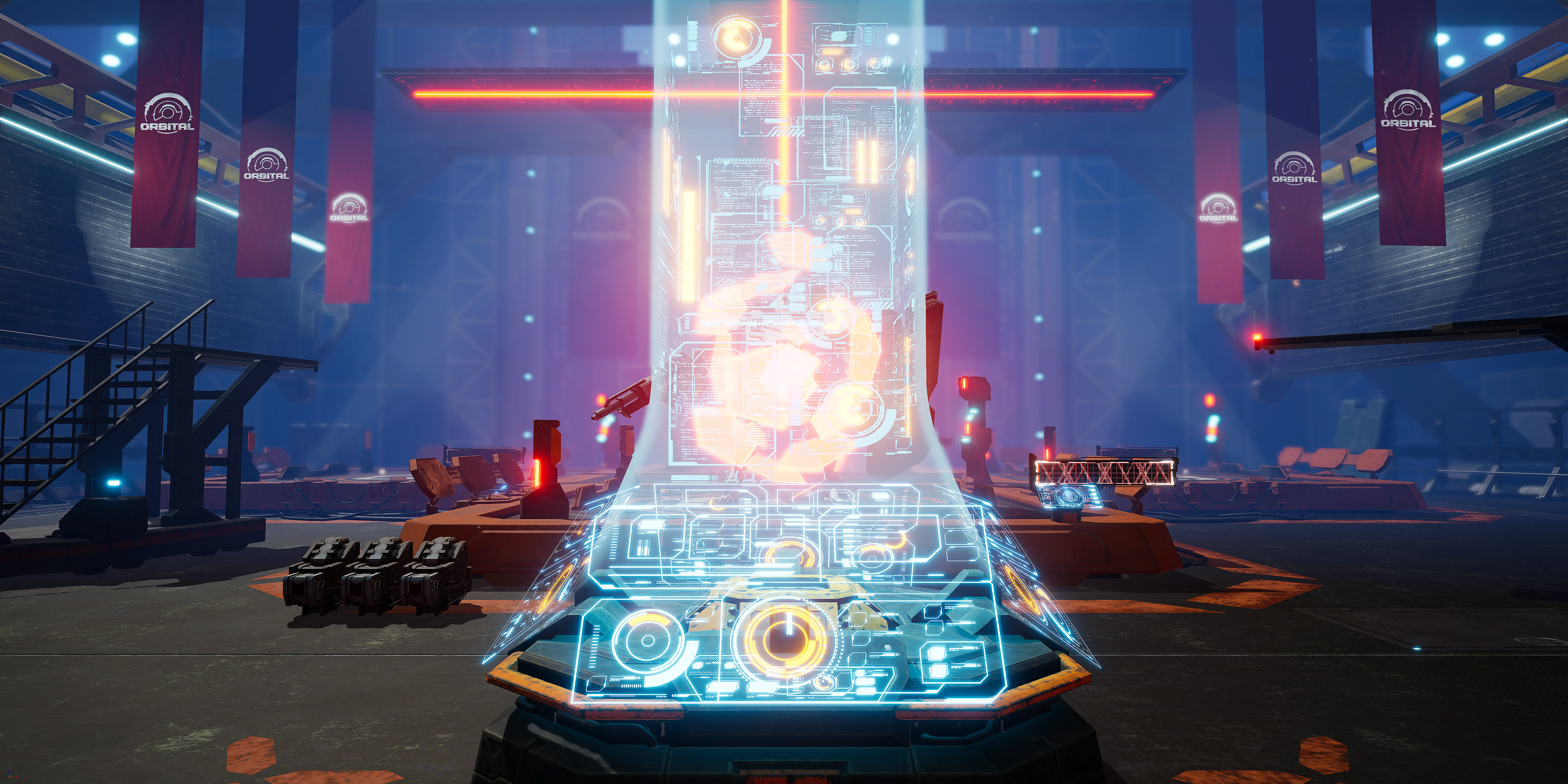 Four welcomes the player at the beginning of the game. Image later repurposed for promotional materials.