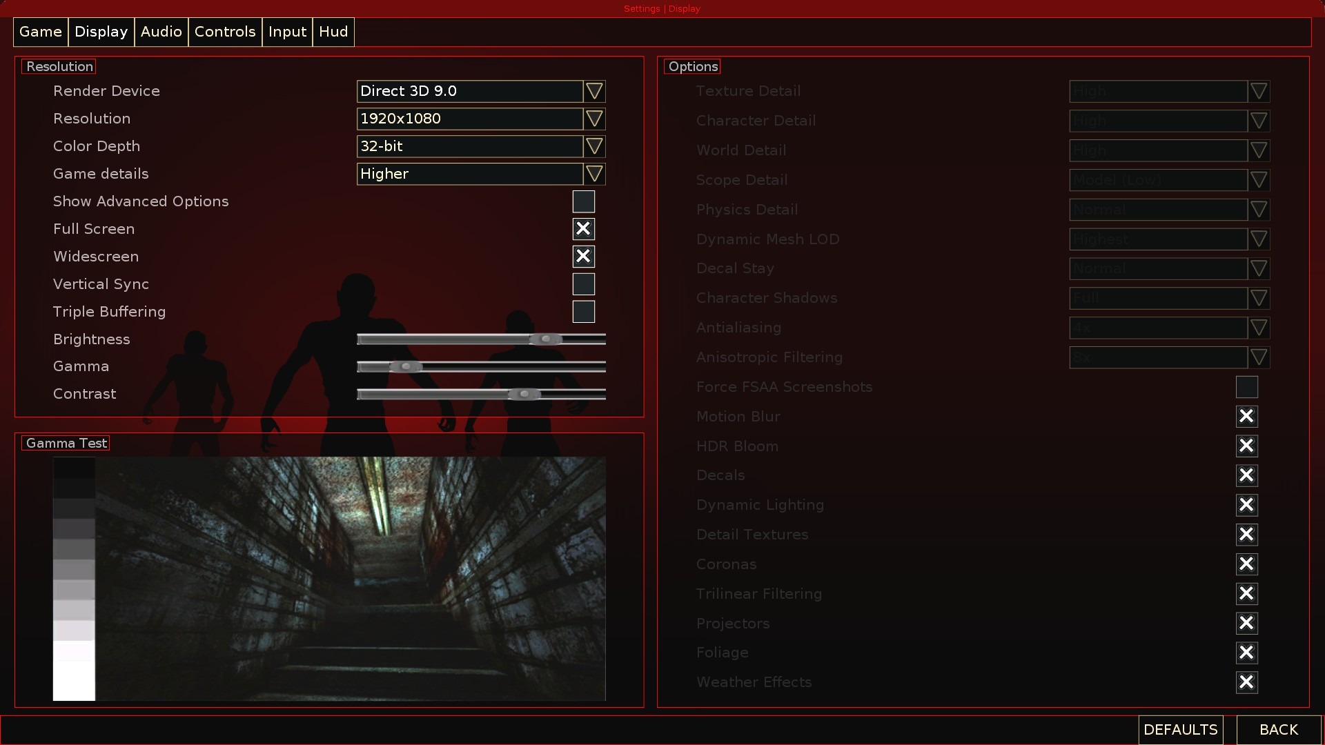 The old Settings menu. The old Settings menu.