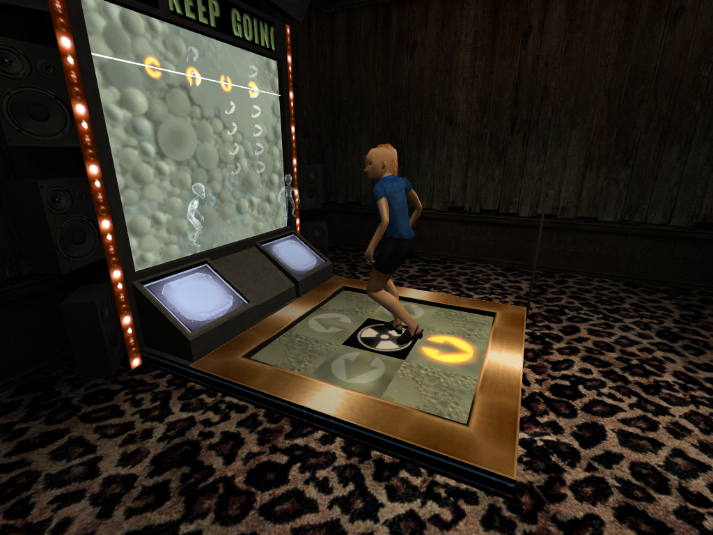A woman using the pad on the DDD machine, showing the arrows light up as she touches them.