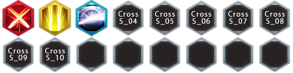 Early icons for the Duo Skills: Cross Edge, Double Smash and Adamas Saber. The other icons are placeholders.