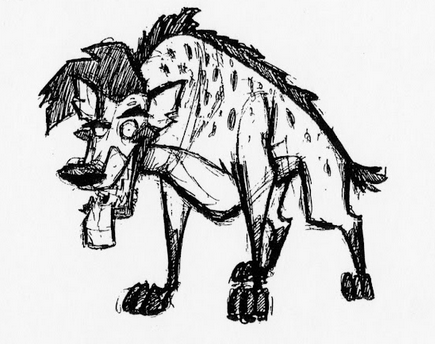 Sketch of a scrapped hyena enemy. Sketch of a scrapped hyena enemy.