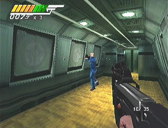 Earlier gameplay showing the life bar and ammo counter used from Tomorrow Never Dies and Renard's men in Turncoat.