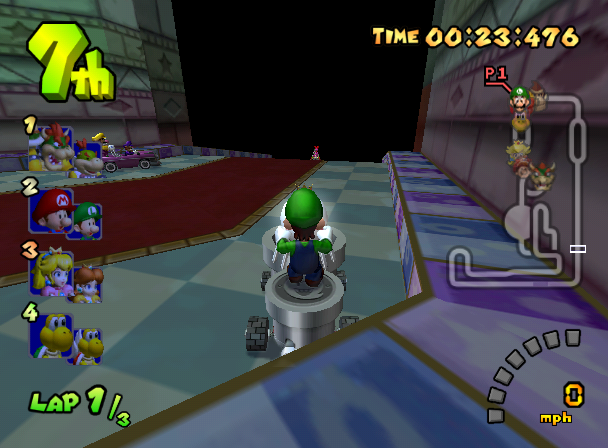 Bowser's Castle - A debug model is drawn just before the lava room. Bowser's Castle - A debug model is drawn just before the lava room.