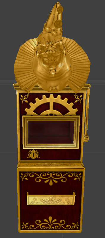 The slot machine with a golden Pukey head. The slot machine with a golden Pukey head.