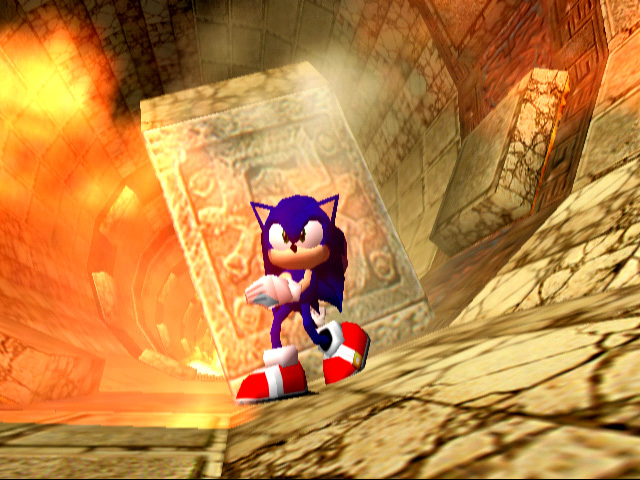 Different lighting, plus Sonic uses higher quality textures than the final game.