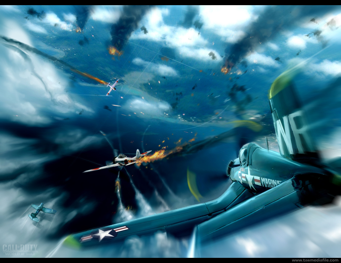 Corsairs fighting Japanese Zeroes.