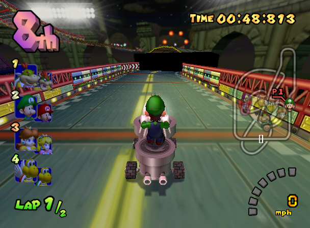 Wario Colosseum - A debug model is drawn inside of one of the overhangs. Wario Colosseum - A debug model is drawn inside of one of the overhangs.