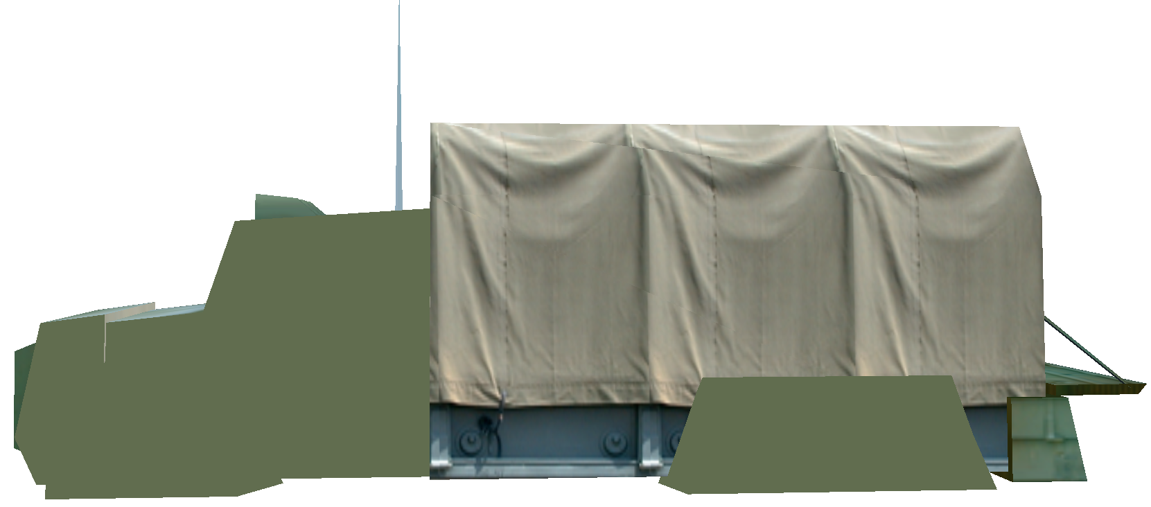 Left side, with many missing textures.