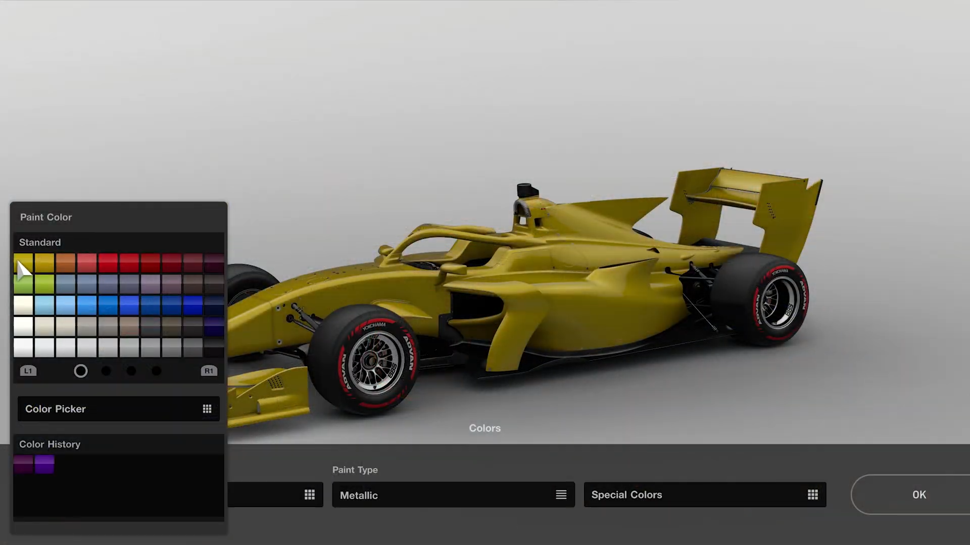 Selecting a color in the livery editor. The ability to save favorite colors was not yet a thing in the old UI builds. Selecting a color in the livery editor. The ability to save favorite colors was not yet a thing in the old UI builds.