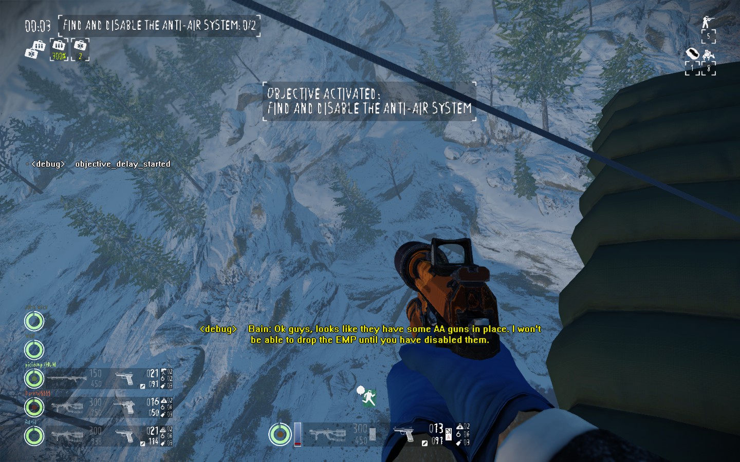 The "Boiling Point heist" debug readout which is said by the pilot right before you start the heist.