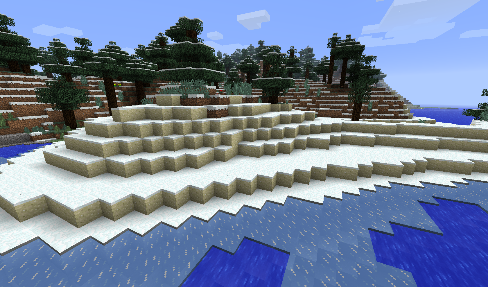 A screenshot of a cold beach in 13w36a. A screenshot of a cold beach in 13w36a.