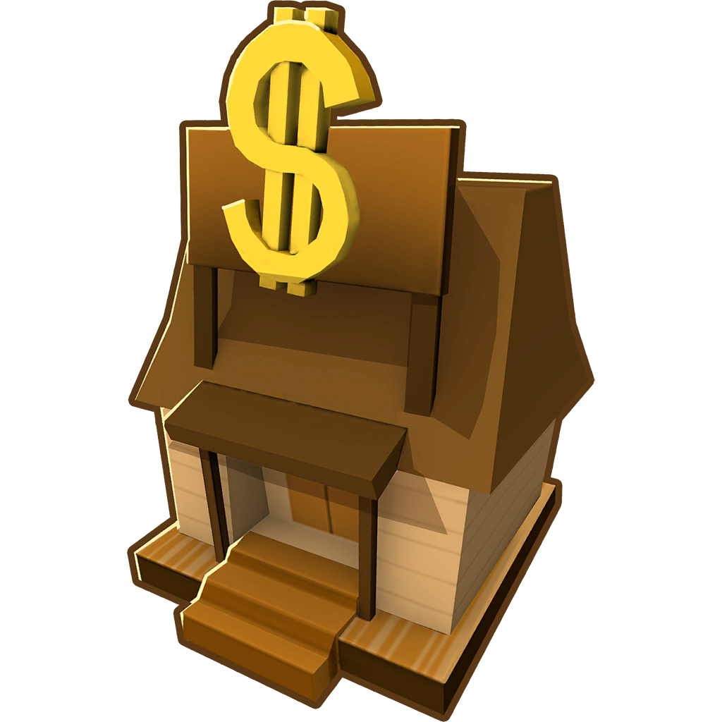 Unused version of 0-3-0 Banana Farm Tower Icon, shows a completely different design approach, such as the building have a different structural design, such as a triangular roof, steps up to the door, as well as different tinted wood.
