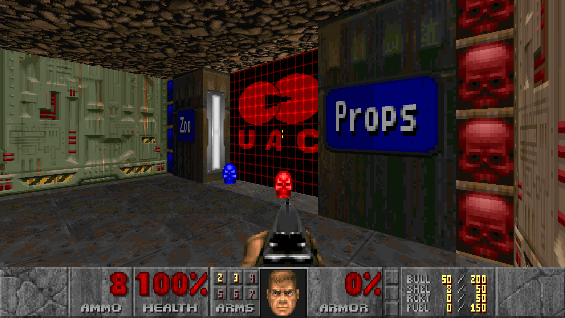 The starting room. Behind the player is an entirely normal exit door that crashes the game after the intermission. The starting room. Behind the player is an entirely normal exit door that crashes the game after the intermission.