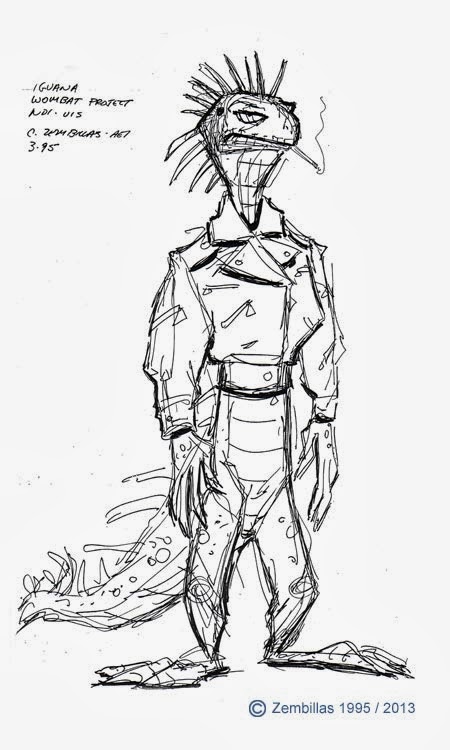 Sketch of a punk biker thug iguana. Sketch of a punk biker thug iguana.