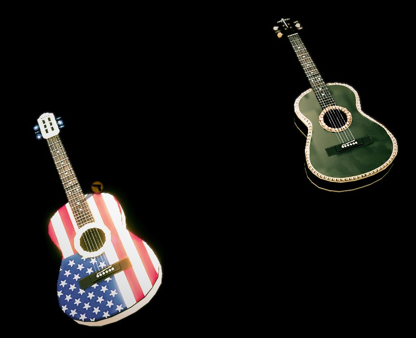 The guitars side by side.