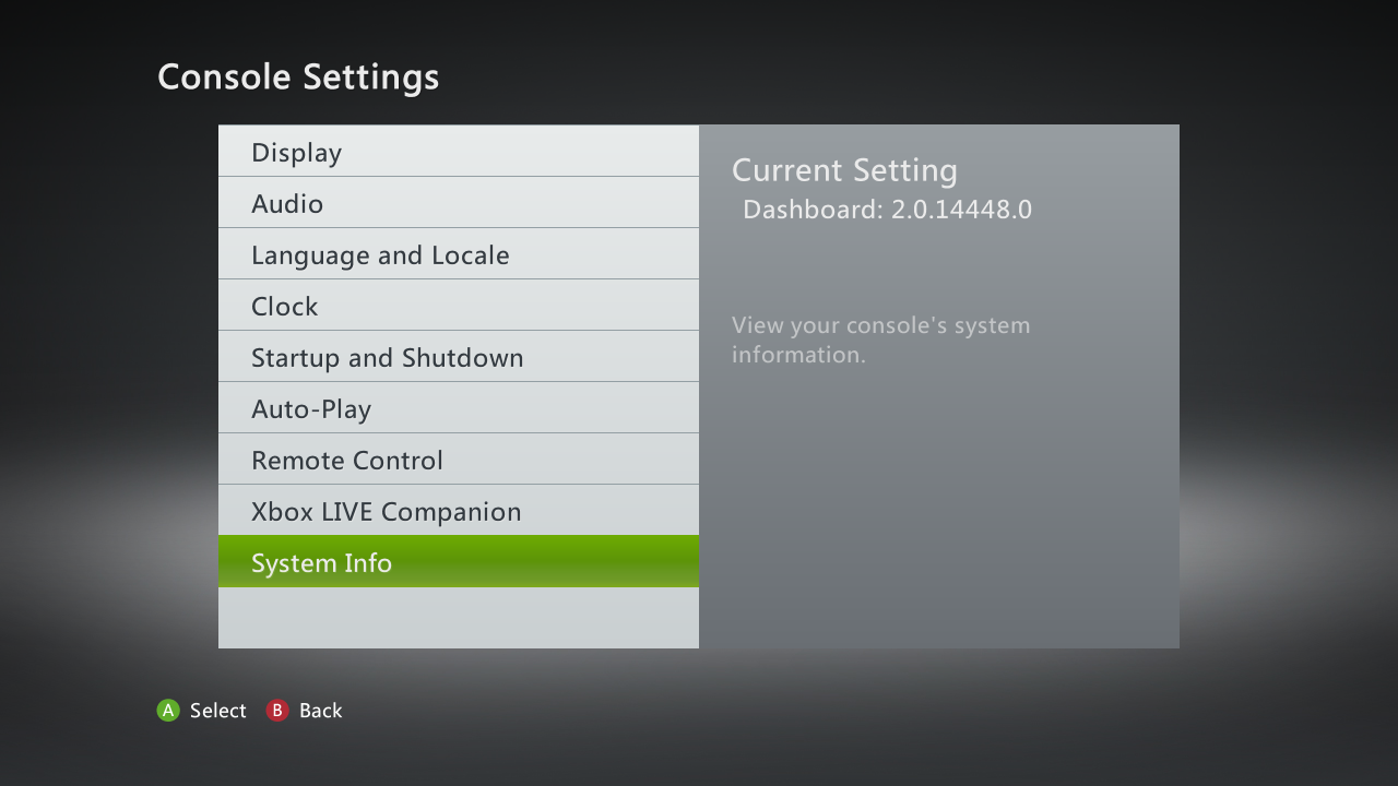 System Info button System Info button