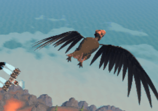 Screenshot from the Alpha Demo showing a very large bird. Screenshot from the Alpha Demo showing a very large bird.