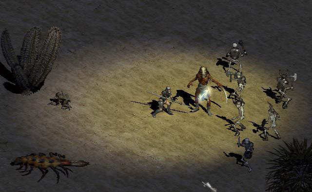 Image showing older looking skeletons and flatter Sand Maggots. None of these enemies spawn in the desert in the final game.