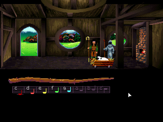 Fleece's hut as it appears in the FM Towns version, with the pillar absent Fleece's hut as it appears in the FM Towns version, with the pillar absent