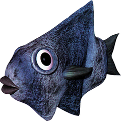 Pucka, an unused fish enemy. Fangfish appears in the same article, labeled "Pucka Jr."