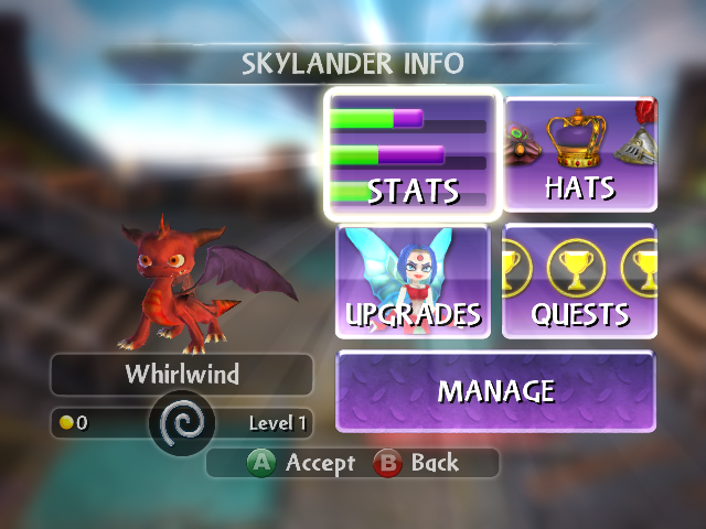 Stats screen with Red Spyro