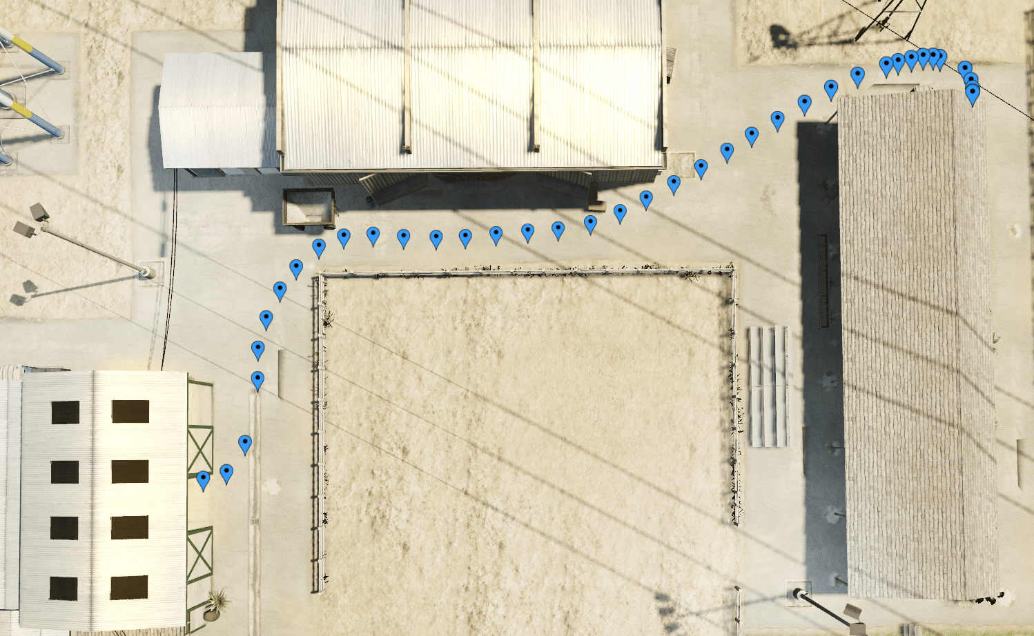 The positions rendered in-game. (Each blue marker is a position.) The positions rendered in-game. (Each blue marker is a position.)