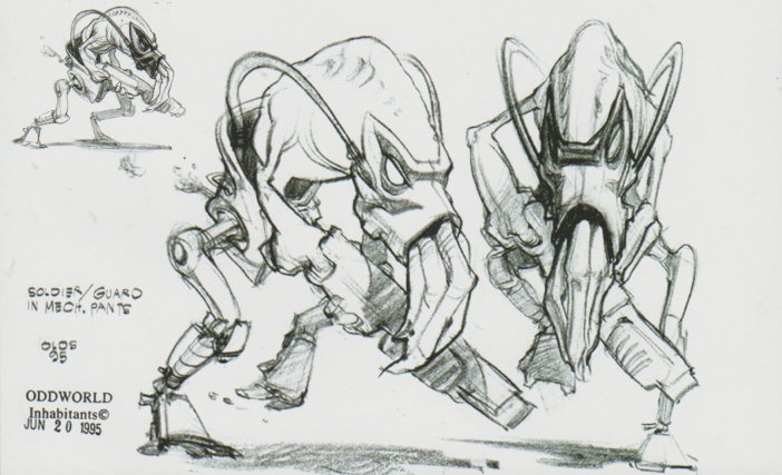 Slig run cycle sketches.