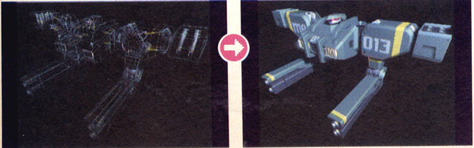 An unused mech design render. While not seen in the final game, this looks a lot like the mechs seen in silhouette in the early map overview picture of the Columbo map in the press kit An unused mech design render. While not seen in the final game, this looks a lot like the mechs seen in silhouette in the early map overview picture of the Columbo map in the press kit