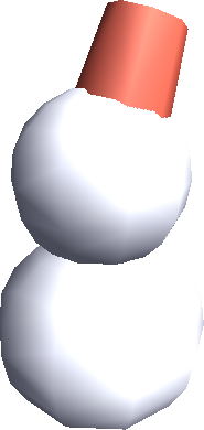 A snowman with a red bucket on its head. A snowman with a red bucket on its head.