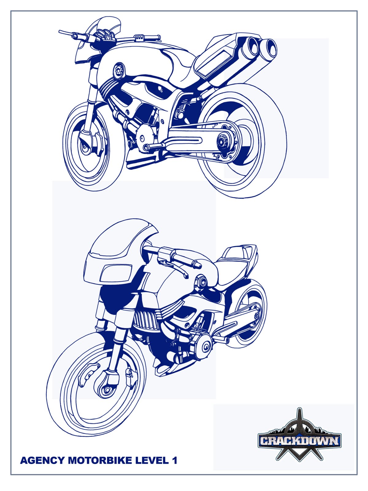 Concept art of an Agency Motorbike.