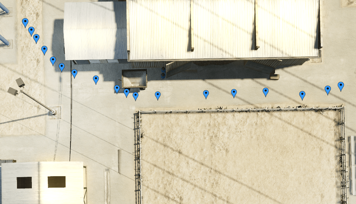 The positions rendered in-game. (Each blue marker is a position.) The positions rendered in-game. (Each blue marker is a position.)