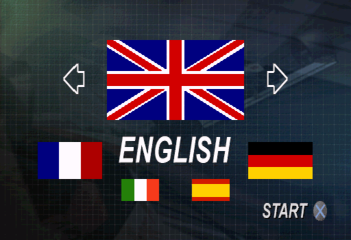 Language select screen in the European release
