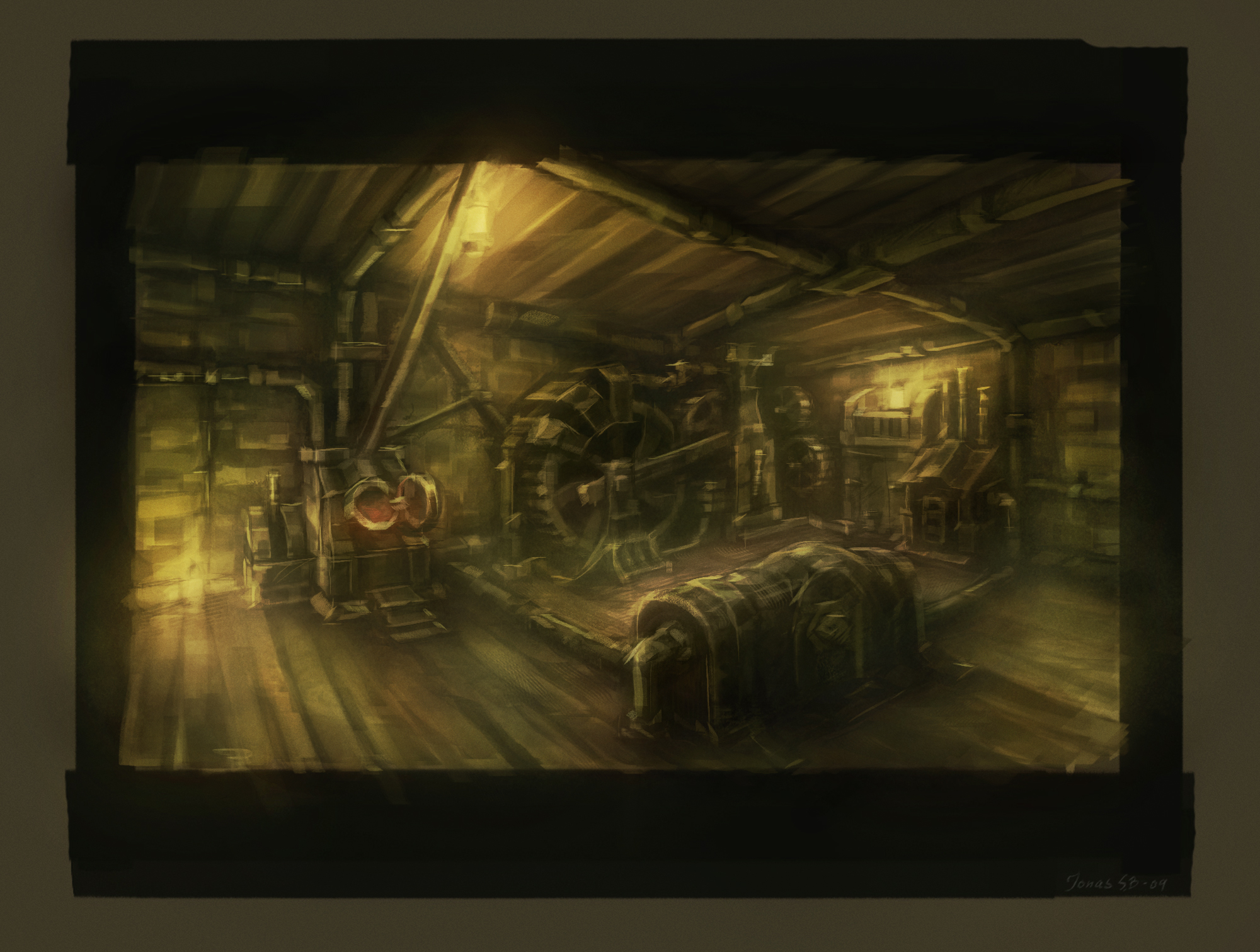 Concept art of the machine room.