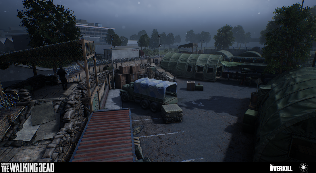 "Interior shot of the base, where not being stealthy would lead to a tough shootout."