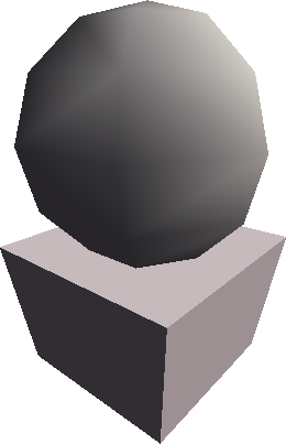 Some sphere that is placed on top of a cube. Some sphere that is placed on top of a cube.