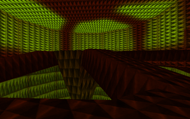 The final room. The lights flash green or yellow and the wall textures have a water effect on them. There is nothing in the pit underneath the drill thing. The final room. The lights flash green or yellow and the wall textures have a water effect on them. There is nothing in the pit underneath the drill thing.