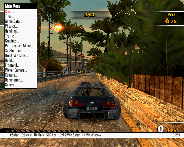 Main debug menu. Main debug menu.