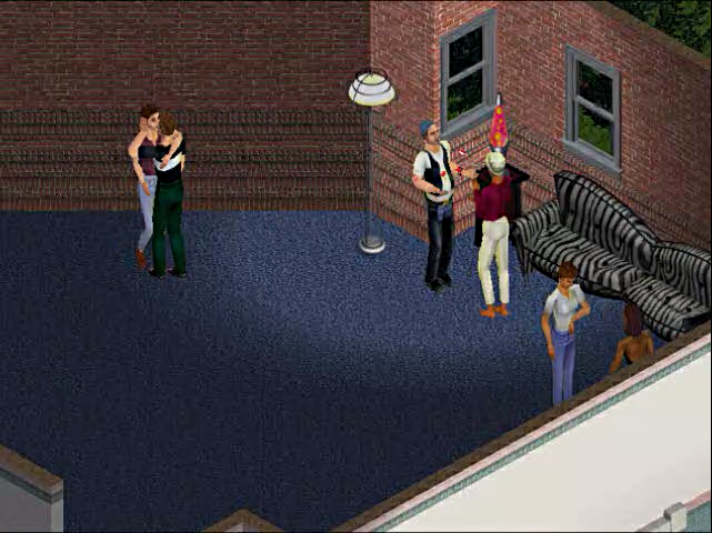 Earlier biker head texture, wearing a blue bandana instead of red. He is juggling to a female Sim of entirely removed head and body, both of which appear to belong to Samantha, a character used in a 1998 demo of the game. Earlier biker head texture, wearing a blue bandana instead of red. He is juggling to a female Sim of entirely removed head and body, both of which appear to belong to Samantha, a character used in a 1998 demo of the game.