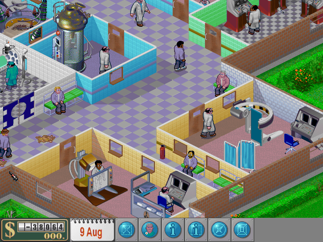 The room to the top right (also visible in the next screenshot) seems to contain nothing but computers, with none of the basic pre-requisites of the research room - something that is impossible in the final game.
