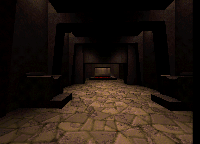 The statue and lava-fall room. The statue and lava-fall room.