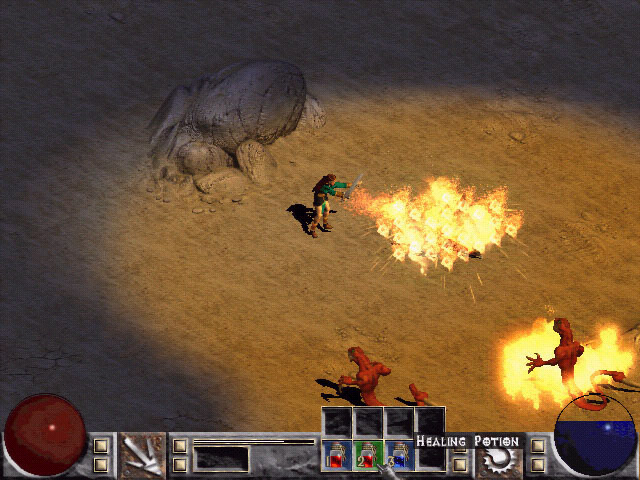 Old interface, with Diablo 1 potion graphics.